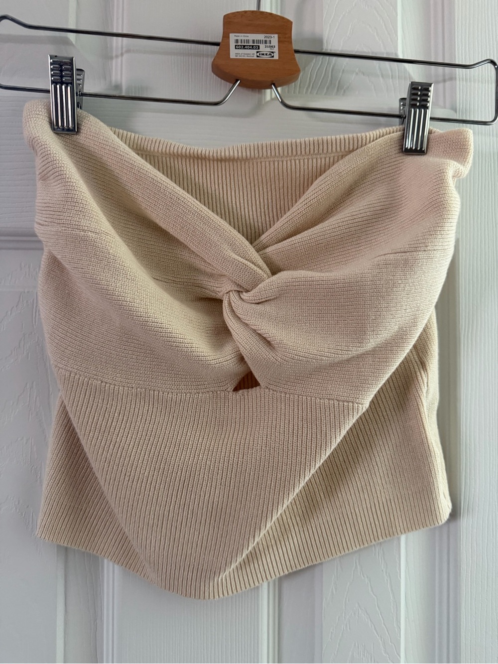 Twist Front Knit Tube Top - Cream
